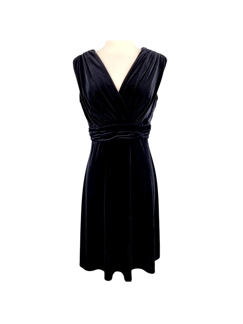 Vintage Evan Picone Black Stretch Velvet A-Line Cocktail Dress Size 8